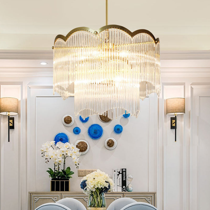 Crystal Gold Hanging Chandelier Round 6/9 Lights Traditional Ceiling Down Lighting Pendant for Bedroom