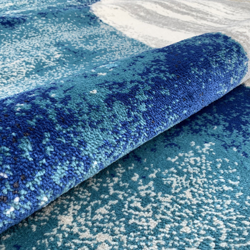 Simple Gradient Traces Carpet Blue Tone Polyester Rug Stain Resistant Carpet for Home Decoration