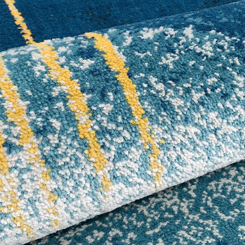 Simple Gradient Traces Carpet Blue Tone Polyester Rug Stain Resistant Carpet for Home Decoration