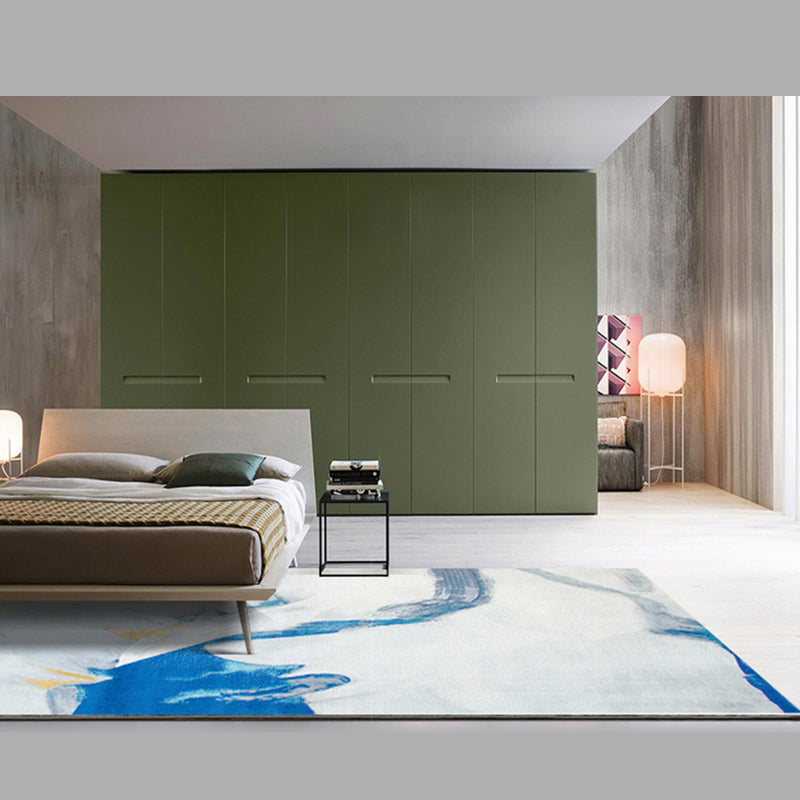 Simple Gradient Traces Carpet Blue Tone Polyester Rug Stain Resistant Carpet for Home Decoration