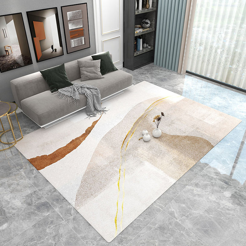Color Mixed Modern Indoor Rug Polyester Abstract Print Carpet Non-Slip Backing Rug for Home Decor