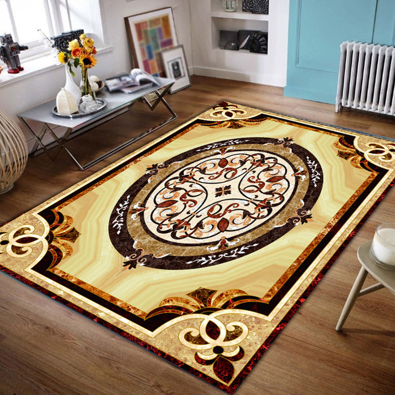 Glam Marble Effect Area Rug Classic Floral Print Carpet Non-Slip Backing Rug for Home Decoration