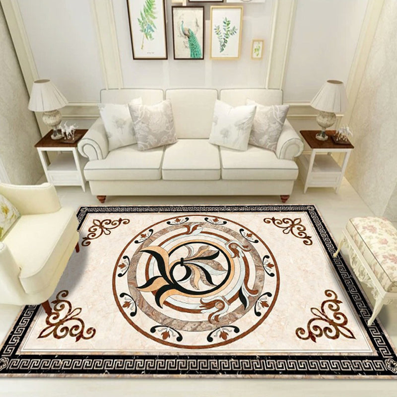 Glam Marble Surface Print Rug Funky Polyester Area Carpet Anti-Slip Backing Rug for Living Room