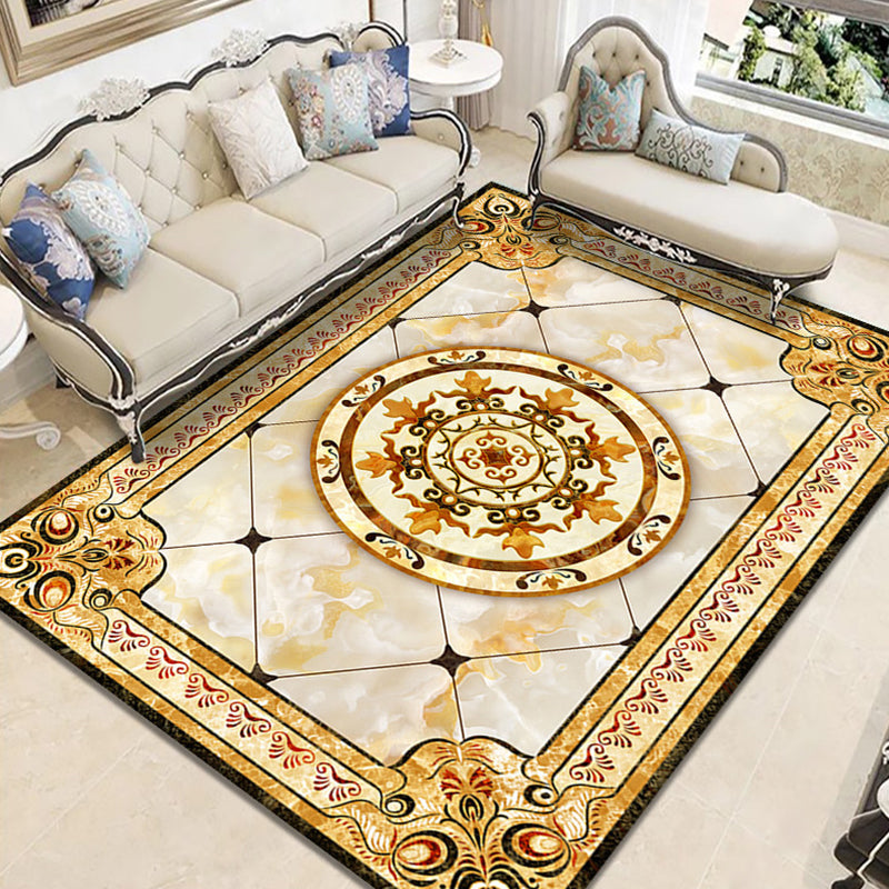 Gorgeous Marble Print Area Rug Funky European Style Rug Non-Slip Backing Carpet for Home Decoration