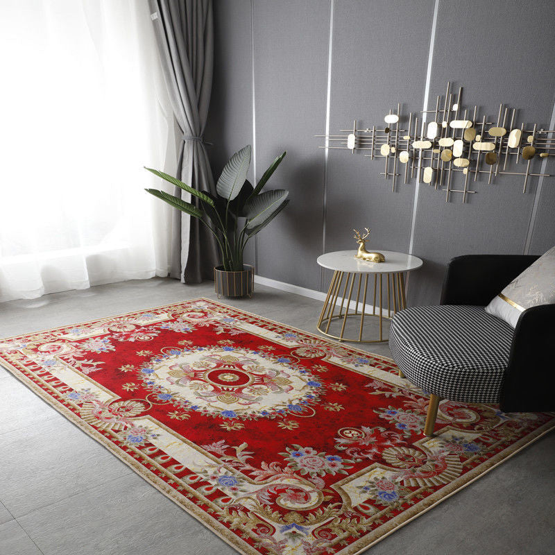 luxury European Style Rug Marble Surface Print Carpet Anti-Slip Backing Rug for Home Decor