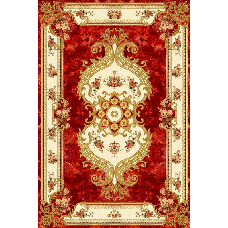 Classical Flower Print Rug Gorgeous Trendy Area Rug Anti-Slip Backing Carpet for Living Room