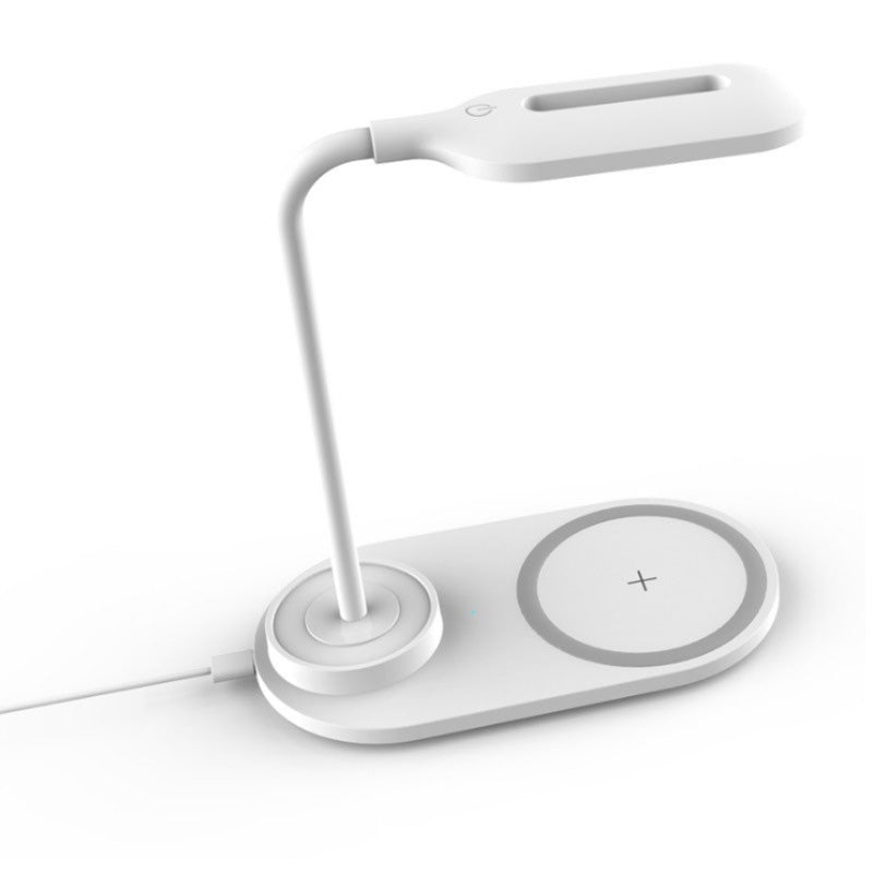 Lampada da tavolo oblunga per caricabatterie per telefono wireless Lampada da lettura a LED da comodino in plastica Macaron