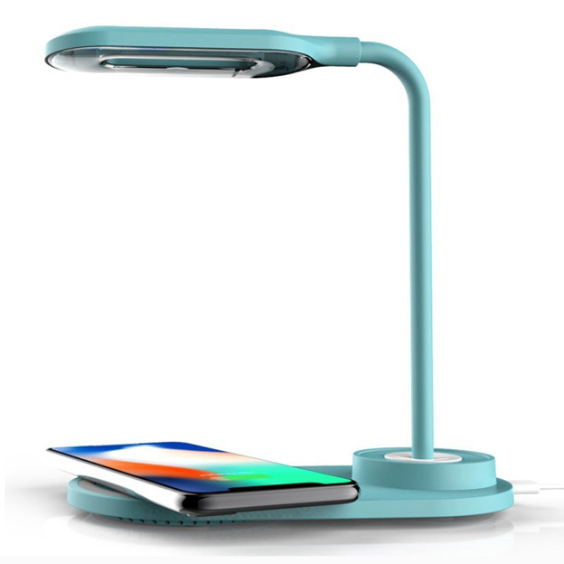 Lampada da tavolo oblunga per caricabatterie per telefono wireless Lampada da lettura a LED da comodino in plastica Macaron