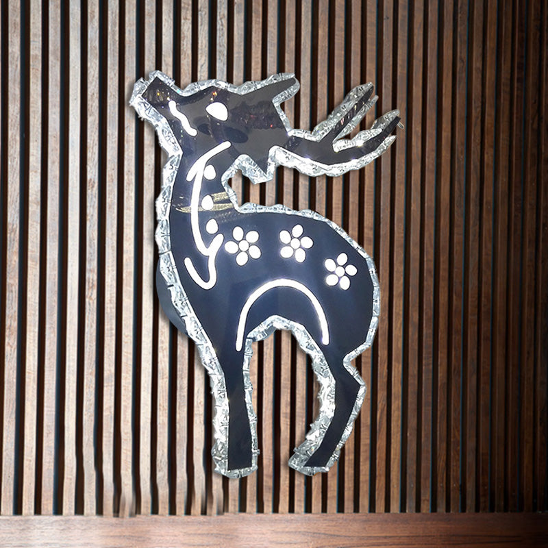 LED Bedroom Sconce Light Minimalism Nickle Wall Mounted Lamp with Deer Crystal Shade in Warm/White/2 Color Light