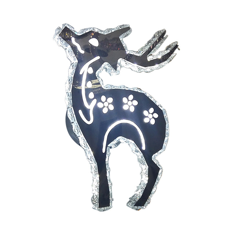 LED Bedroom Sconce Light Minimalism Nickle Wall Mounted Lamp with Deer Crystal Shade in Warm/White/2 Color Light