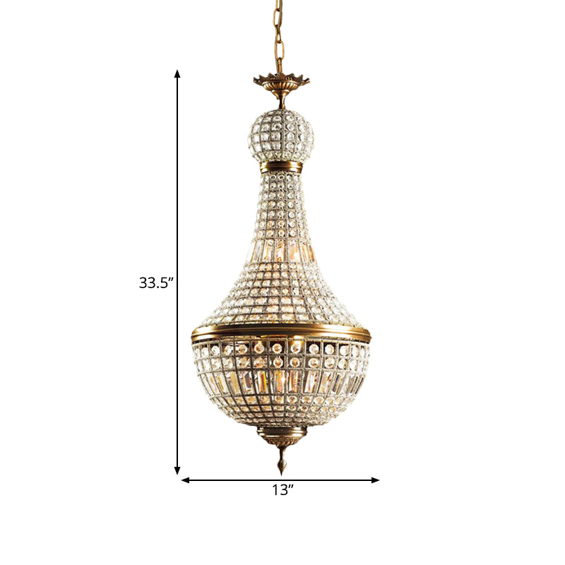 Basket Bedroom Chandelier Lamp Minimalism Crystal 6 Lights Brass Hanging Pendant Light