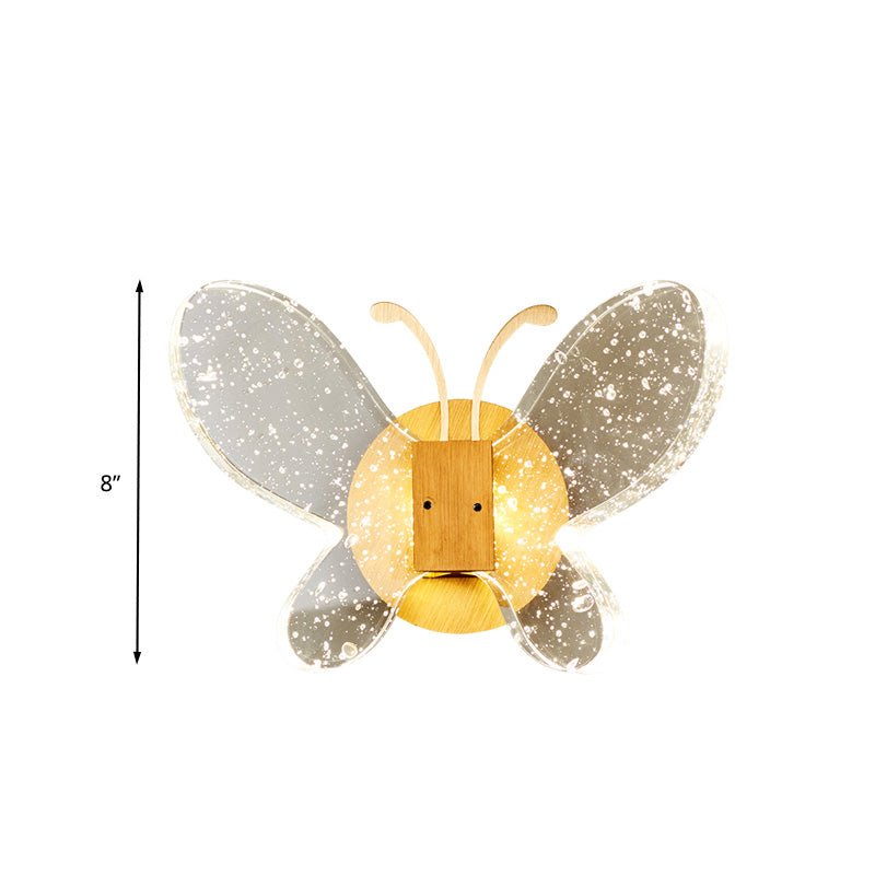 Modern Butterfly Bubble Crystal Sconce LED Wall Mounted Light Fixture in Gold for Bedroom