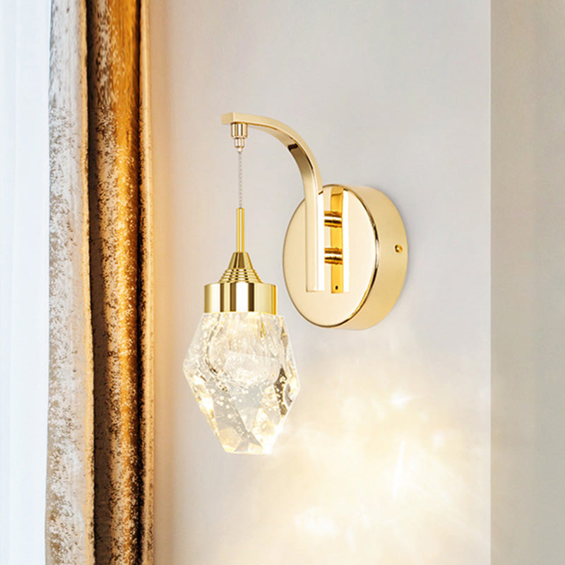 Geometric Living Room Sconce Light Vintage Bubble Crystal LED Gold Wall Lighting Fixture for Bedroom