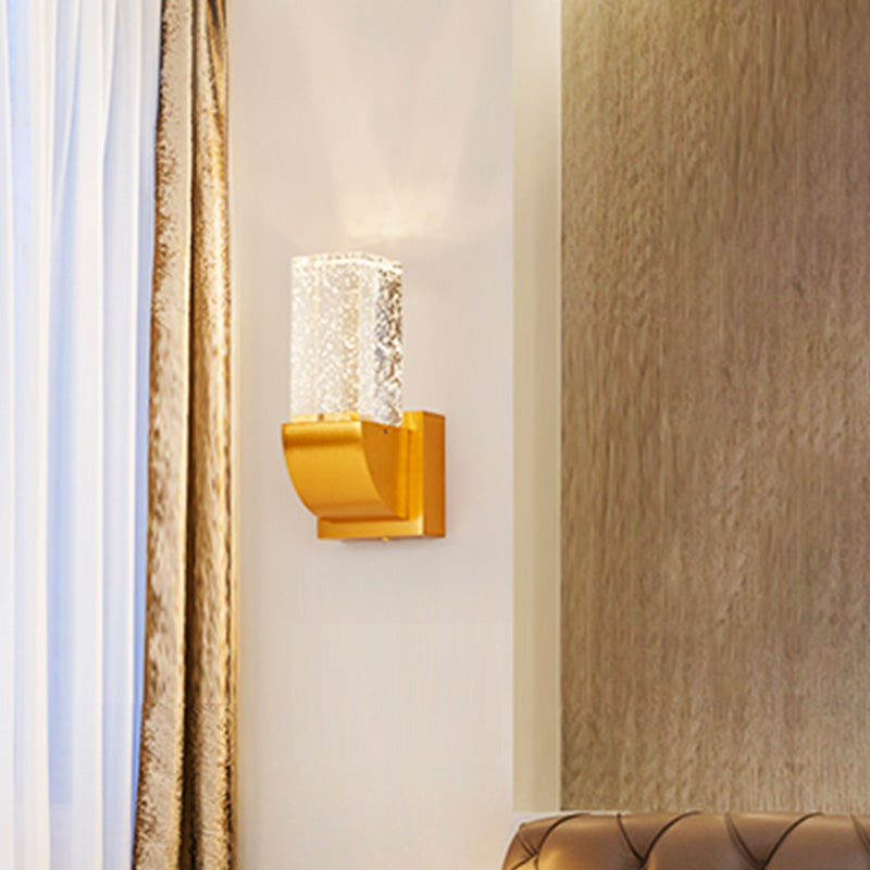 Bubble Crystal marrón/iluminación de oro LED rectangular LED tradicional de pared de pared para dormitorio