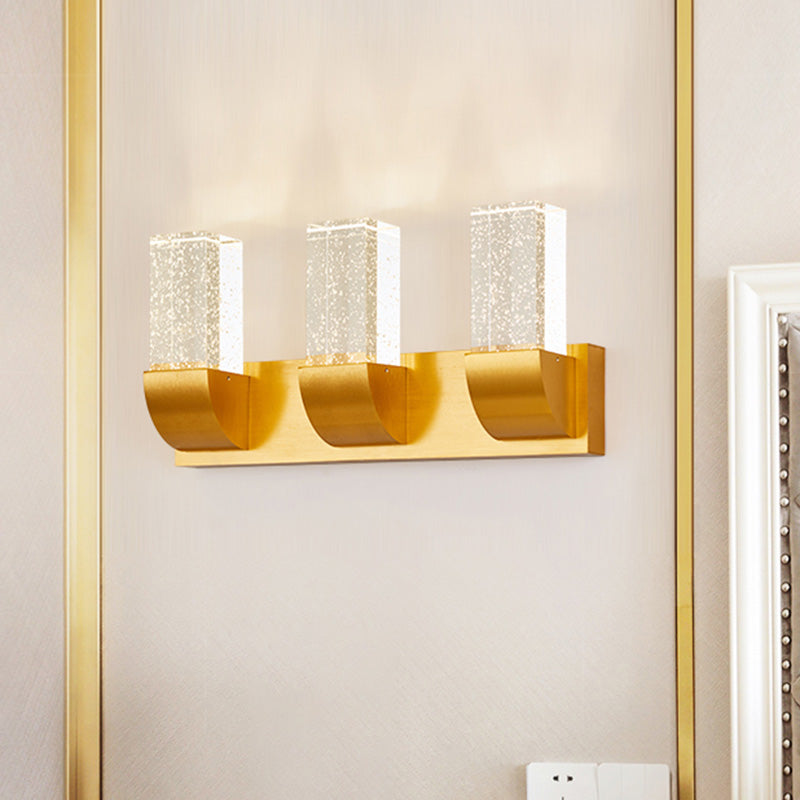 Minimalismo Lámpara de montaje de pared rectangular 2/3 Bulbos Burbujas de cristal LED LEACHE EN ORO