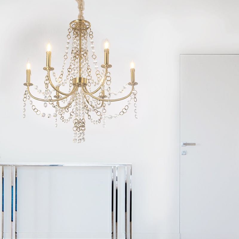 6 lumières Crystal Chandelier Lighting Fixe minimalisme