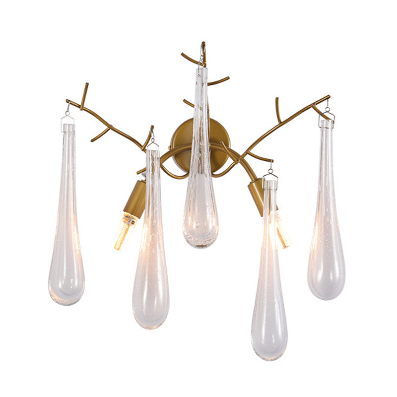 Traditionalismus Regentropfen Wandhalterung 2 Köpfe klares Glaswandleuchten in Gold