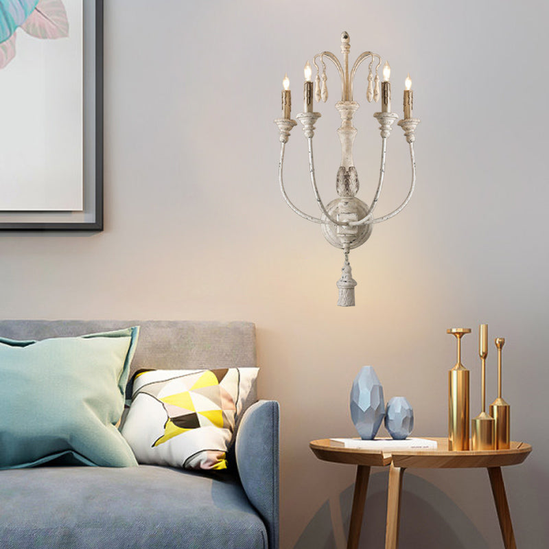 Wood Grey/White Wall Lighting Idea Candlestick 3/4 Lights Traditional Sconce Light Fixture