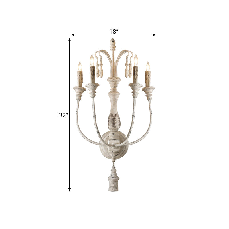 Wood Grey/White Wall Lighting Idea Candlestick 3/4 Lights Traditional Sconce Light Fixture