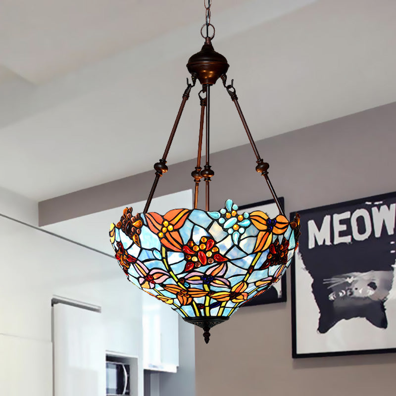 2 luci fiore lampada lampadario in stile tiffany in vetro rosso/blu illuminazione in vetro colorato per camera da letto