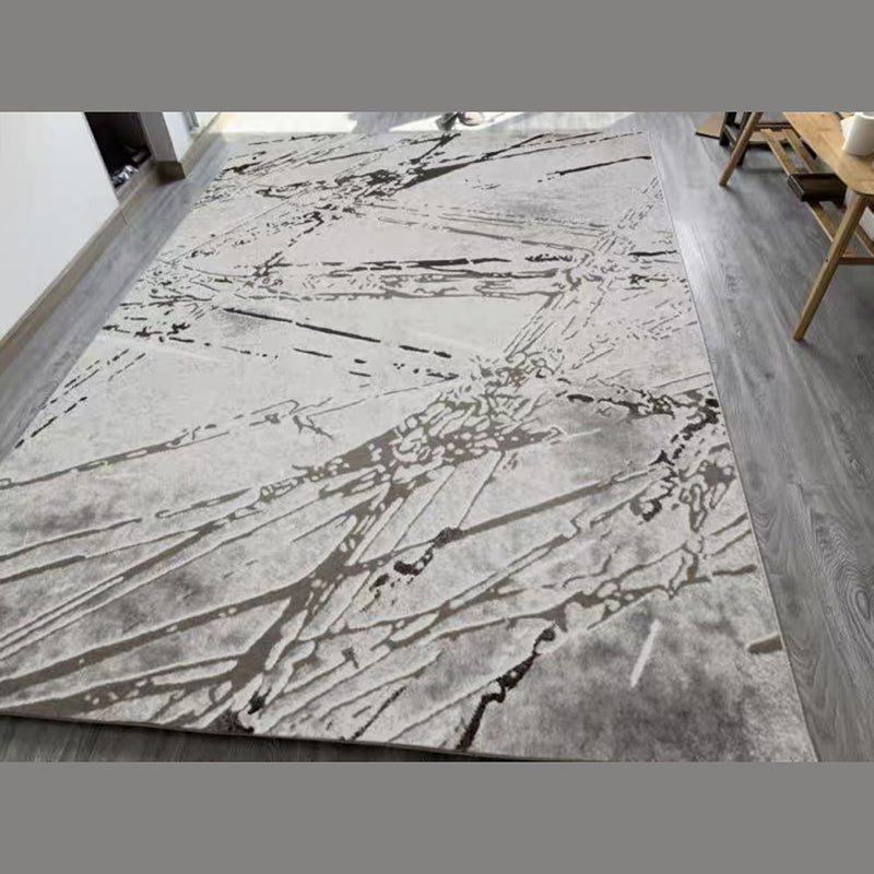 Grey Tone Eclectic Rug Polyester Carpet Mottled Effect Indoor Rug Non-Slip Backing for Living Room