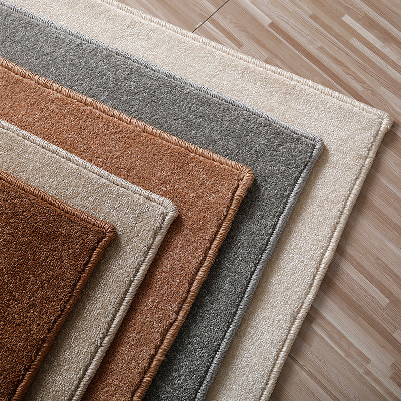 Brown Area Carpet Pure Color Polyester Area Rug Easy Care Washable Rug for Living Room