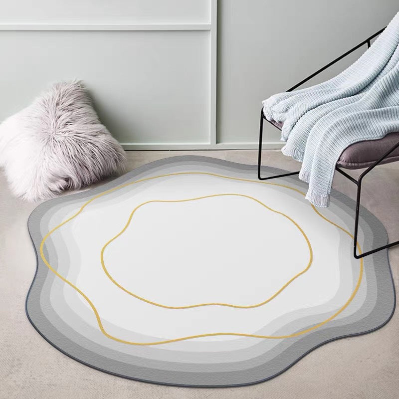 Light Gray Living Room Carpet Causal Abstract Rug Polyester Non-Split Area Rug