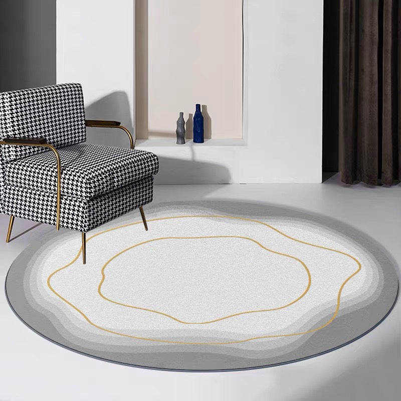 Light Gray Living Room Carpet Causal Abstract Rug Polyester Non-Split Area Rug