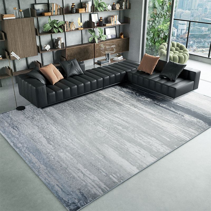 Grey Tone Simplicity Area Carpet Polyester Abstract lines Indoor Rug Washable Carpet for Living Room