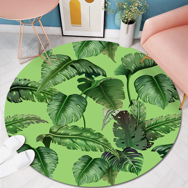 Modern Flamingo Printed Rug Round Polyester Area Carpet Non-Slip Backing Indoor Rug for Living Room