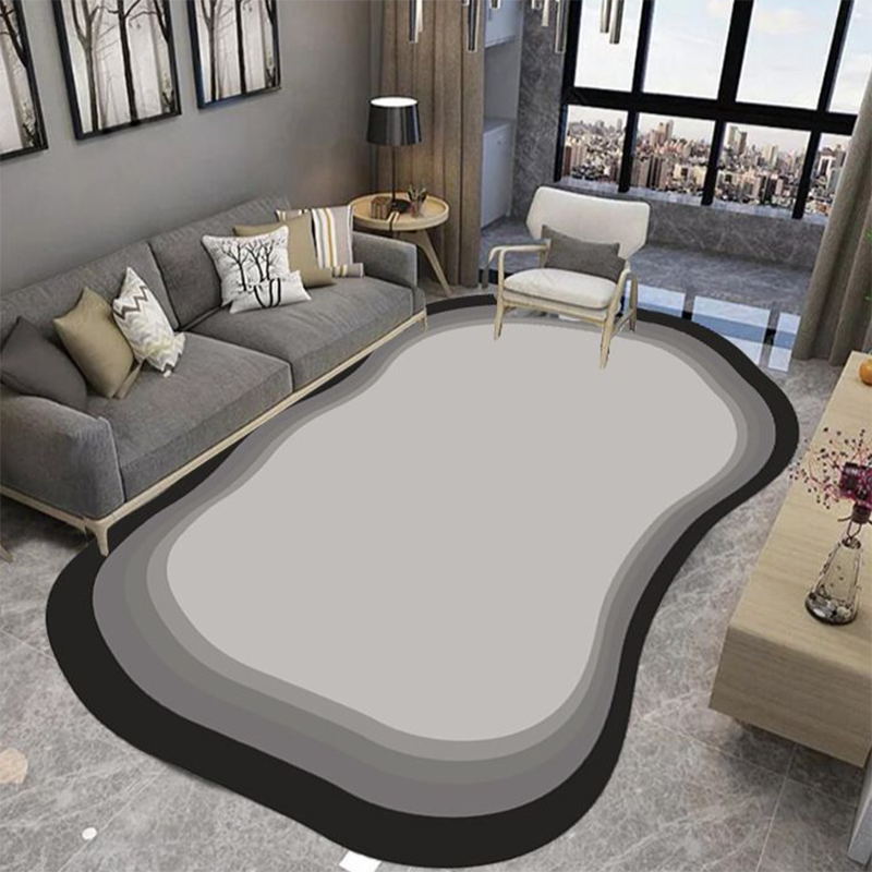 Gray Fish Print Indoor Rug Polyester Casual Rug Washable Area Rug for Indoor Room