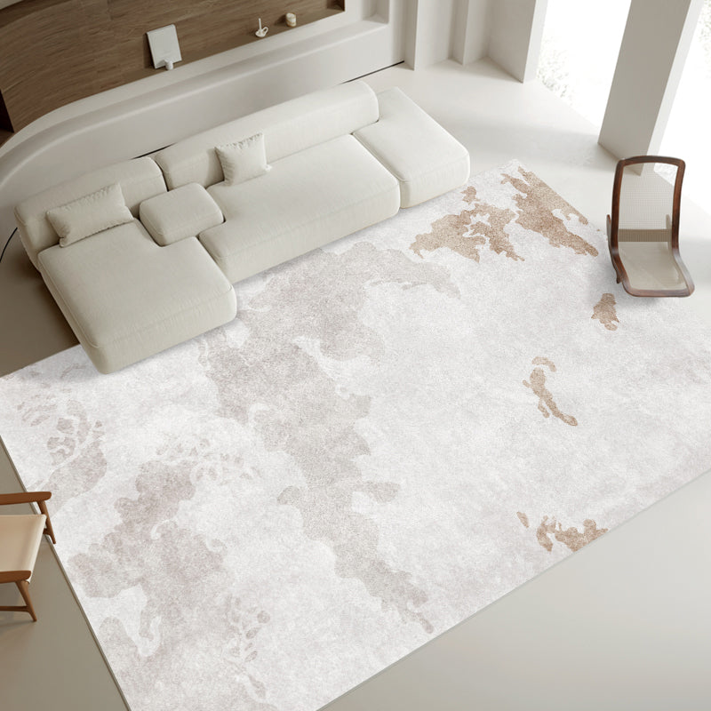 White Tone Modern Indoor Rug Polyester Color Blooming Carpet Non-Slip Backing Rug for Living Room