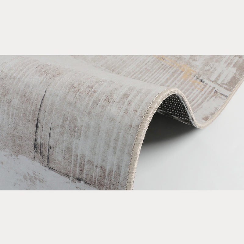 White Tone Modern Indoor Rug Polyester Color Blooming Carpet Non-Slip Backing Rug for Living Room