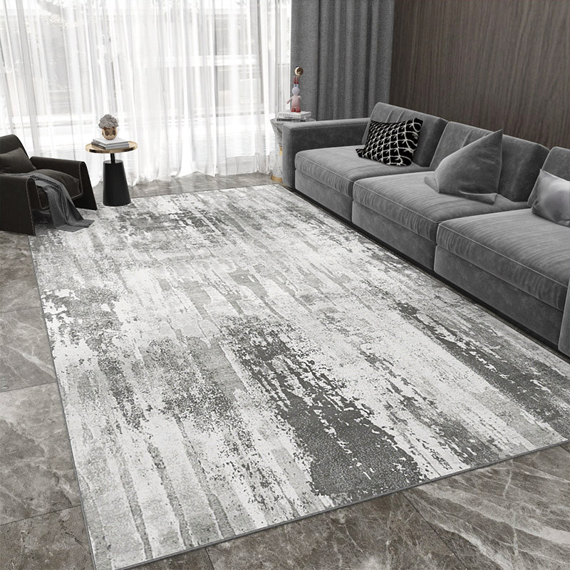Gray Tone Simplicity Indoor Rug Polyester Mottled Effect Carpet Non-Slip Backing Rug for Living Room