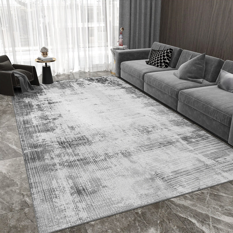 Gray Tone Simplicity Indoor Rug Polyester Mottled Effect Carpet Non-Slip Backing Rug for Living Room