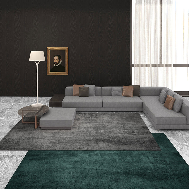 Solid Color Simple Indoor Rug Polyester Gradient Effect Carpet Non-Slip Backing Rug for Living Room