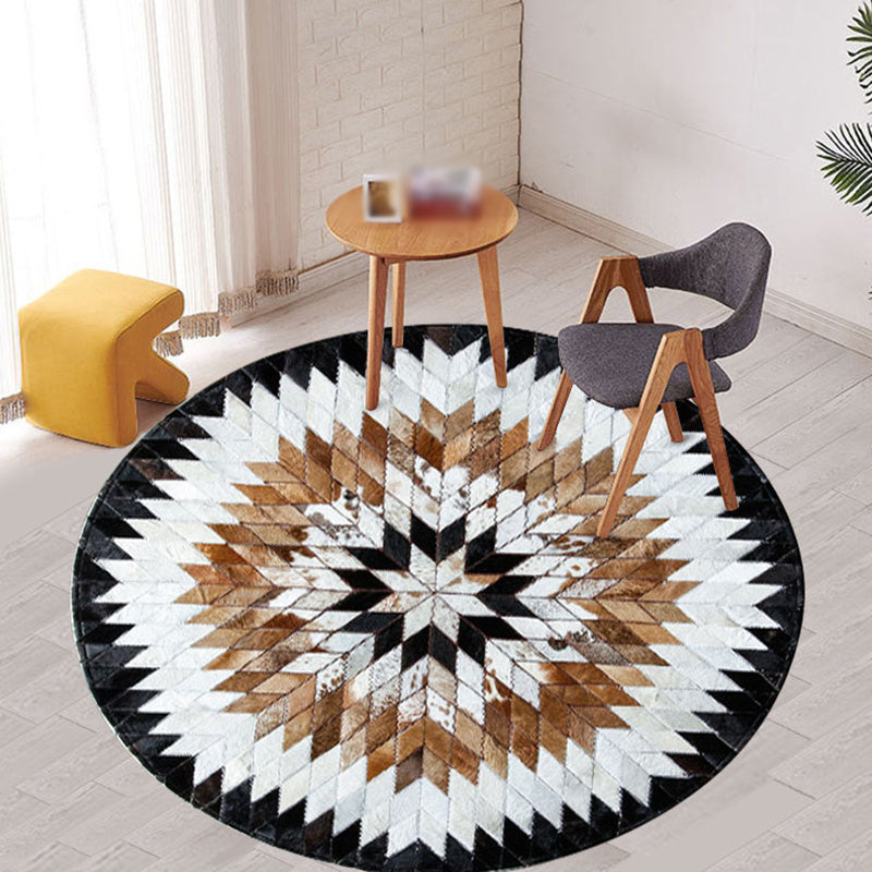 Tappeto multicolore rotondo che gira il tappeto del soggiorno in moquette di mucca con supporto non slip