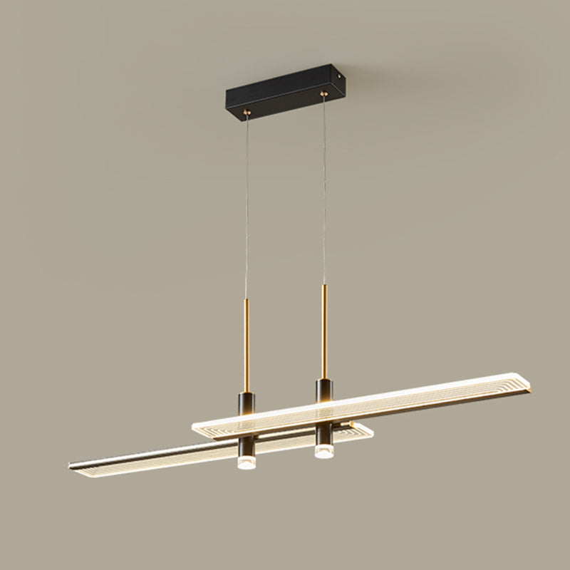 Linear Island Lighting Pendant Rectangle Hanging Island Lights in Metal