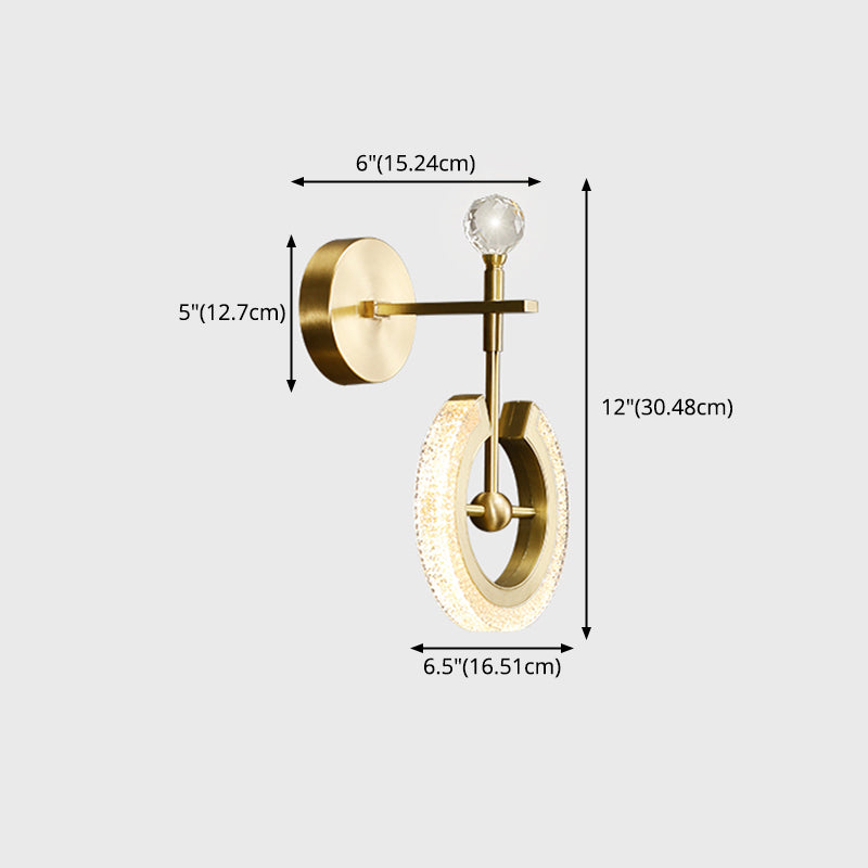 Lámparas de pared de oro contemporáneas Lámpara de montaje de pared acrílico de 1 luces para dormitorio