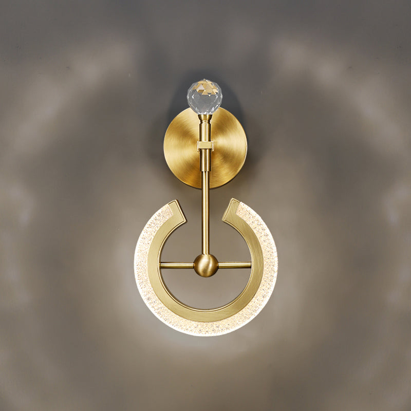 Lámparas de pared de oro contemporáneas Lámpara de montaje de pared acrílico de 1 luces para dormitorio