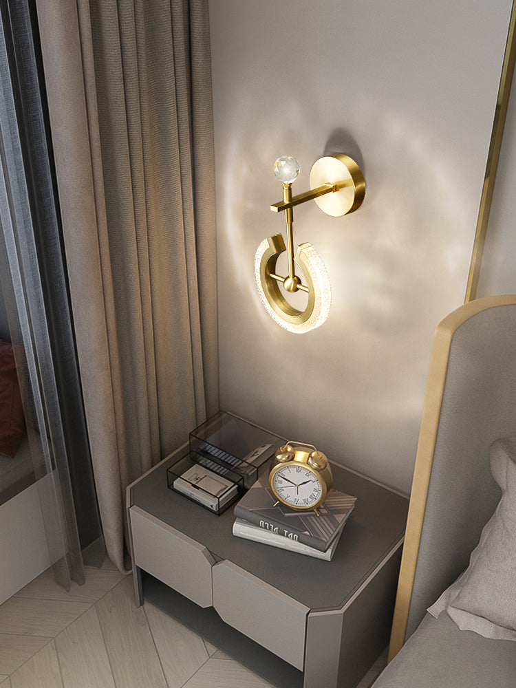 Lámparas de pared de oro contemporáneas Lámpara de montaje de pared acrílico de 1 luces para dormitorio