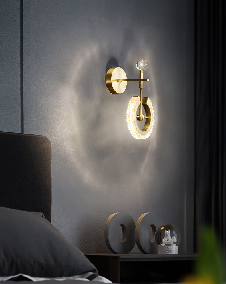 Lámparas de pared de oro contemporáneas Lámpara de montaje de pared acrílico de 1 luces para dormitorio