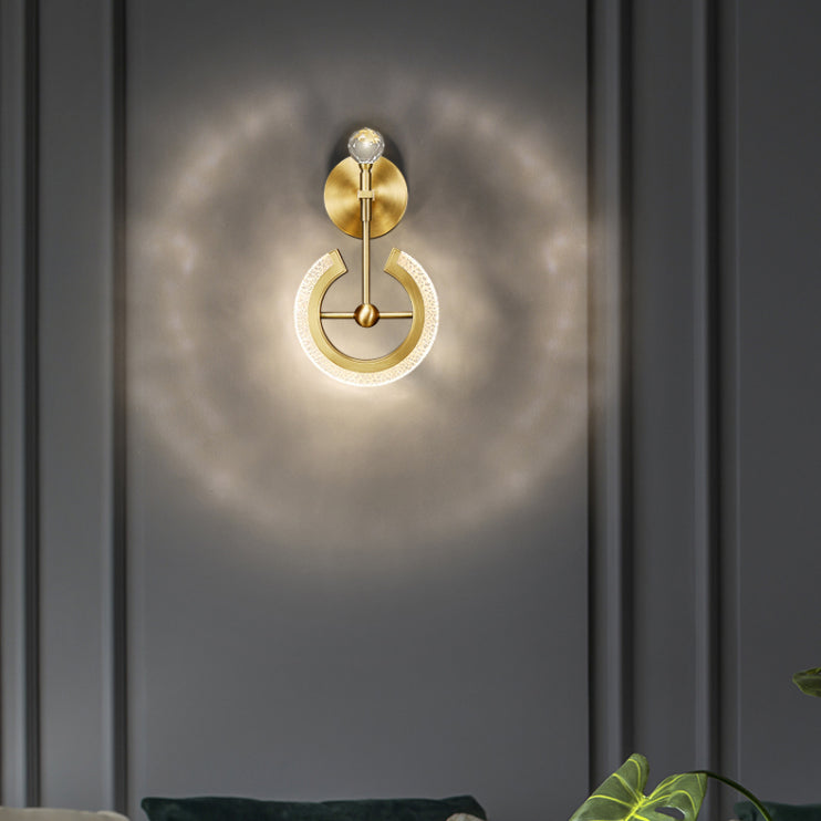 Lámparas de pared de oro contemporáneas Lámpara de montaje de pared acrílico de 1 luces para dormitorio