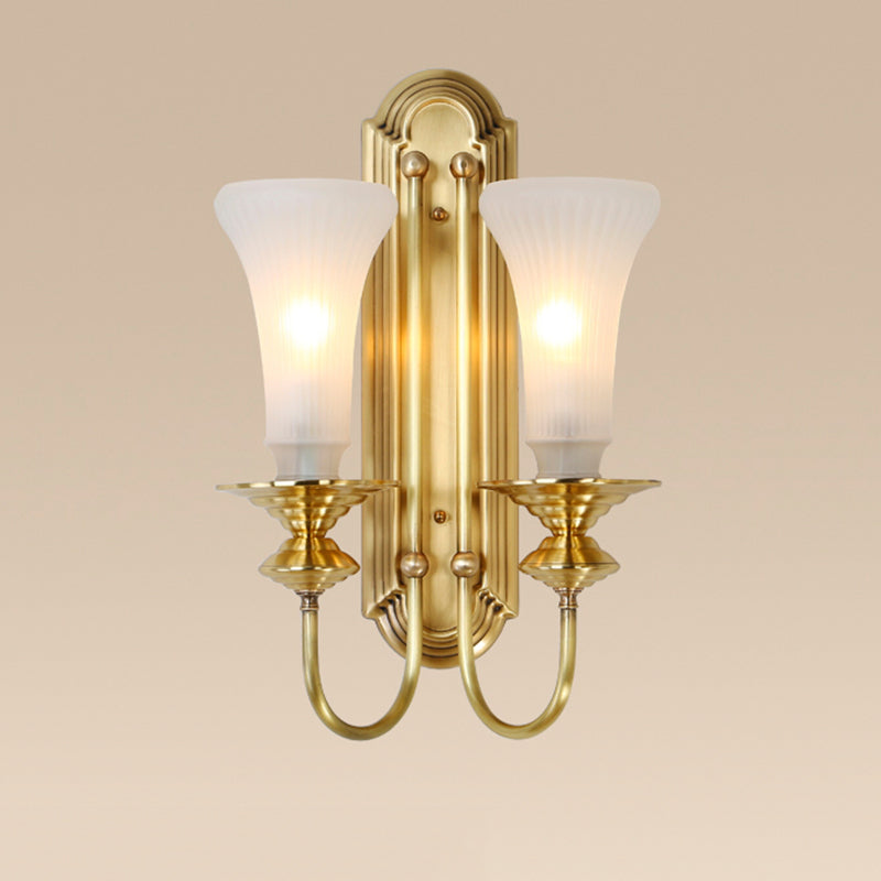 Contemporary Armed Wall Mounted Light Milk Glass Wall Lamp for Bedroom