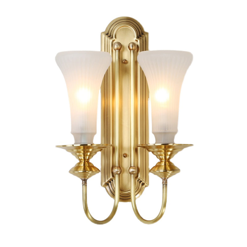 Contemporary Armed Wall Mounted Light Milk Glass Wall Lamp for Bedroom