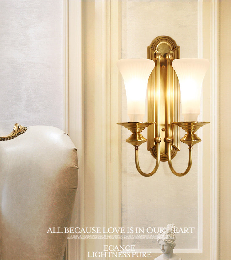 Contemporary Armed Wall Mounted Light Milk Glass Wall Lamp for Bedroom