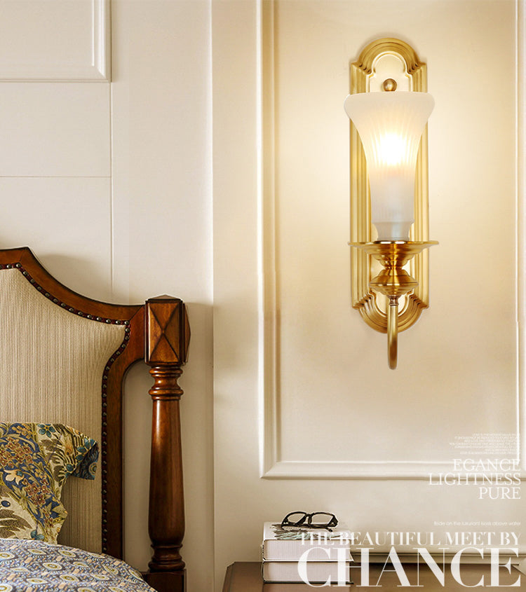 Contemporary Armed Wall Mounted Light Milk Glass Wall Lamp for Bedroom