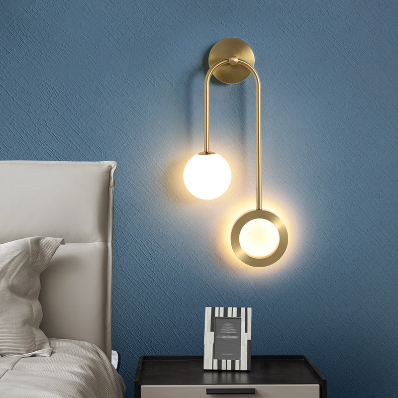 Lámparas de pared globales lámpara de montaje de pared de vidrio LED moderno de 1 luces para dormitorio