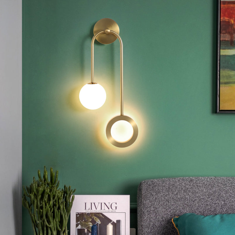 Lámparas de pared globales lámpara de montaje de pared de vidrio LED moderno de 1 luces para dormitorio