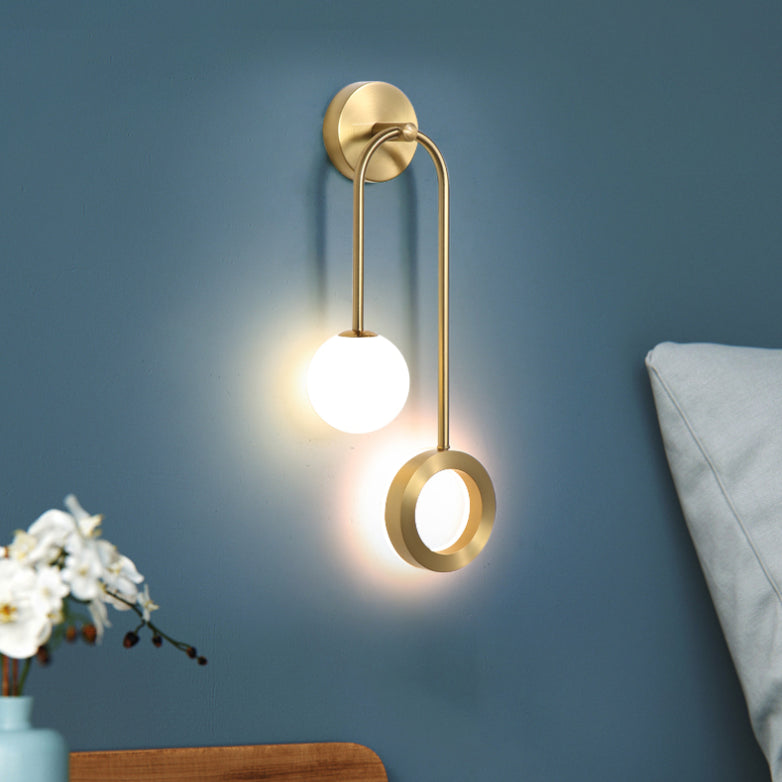 Lámparas de pared globales lámpara de montaje de pared de vidrio LED moderno de 1 luces para dormitorio
